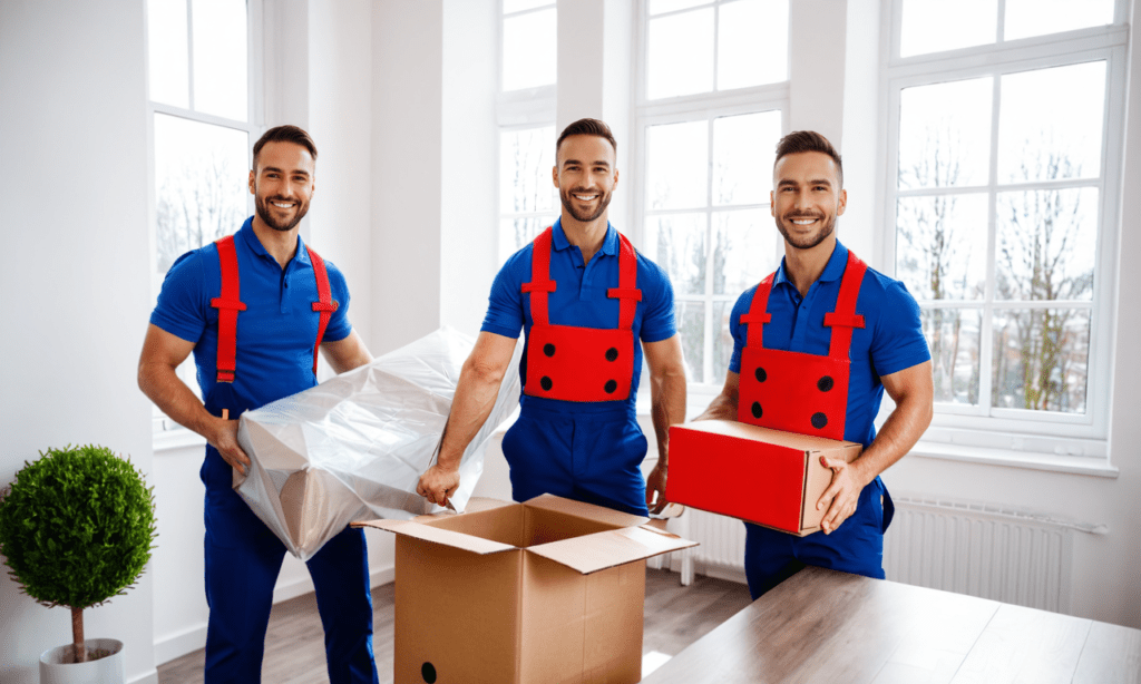 movers unboxing packages